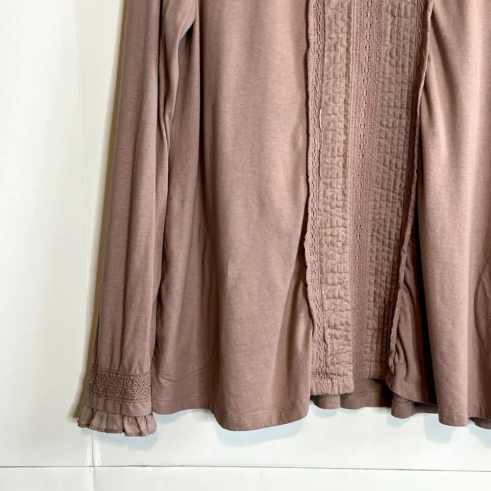 LOGO by Lori Goldstein Cotton Modal Top with Swiss Dot Details Mauve Womens Med - Picture 5 of 13